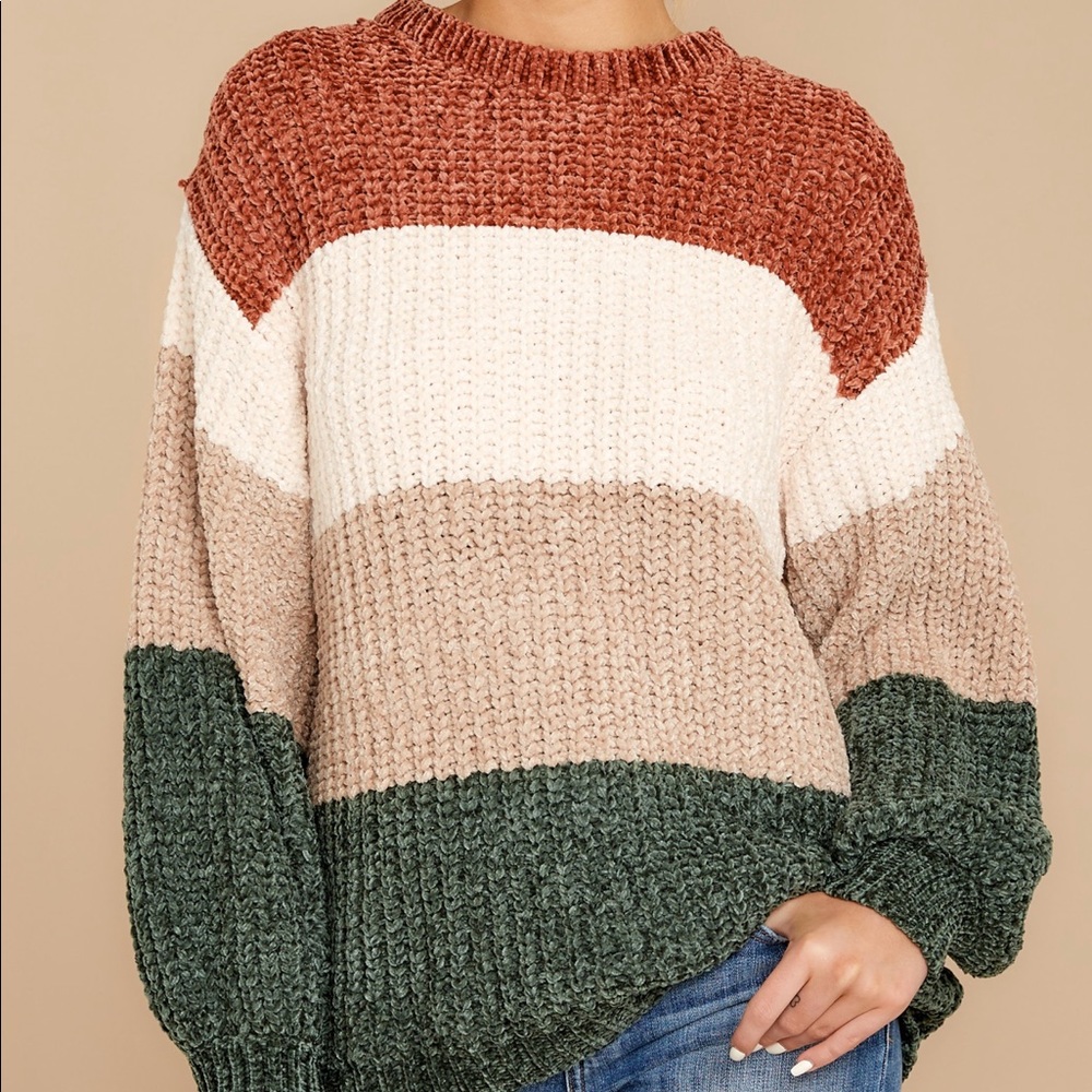 Hunter Green Multi Stripe Chenille Sweater